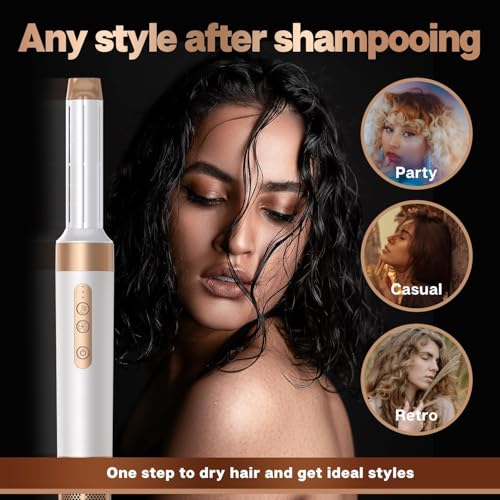 Image of Blow Dryer Brush 7 in One, Negative Ion Hair Set Upgrade Hot Air Styler Wrap Curler, Curling Iron Styling Tools As A Gift for Straight /Curl /Drying /Smoothing