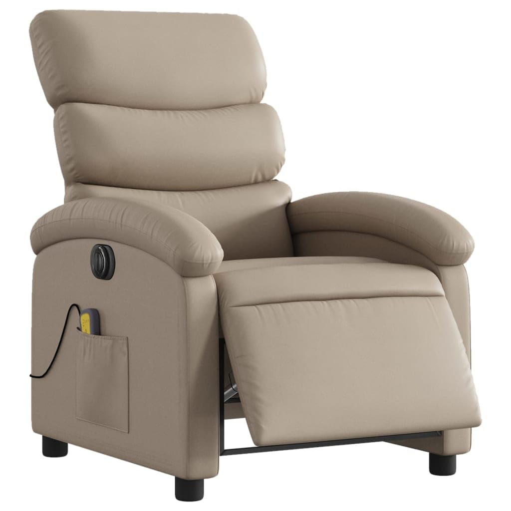 Sillon Relax Reclinable de Masaje eléctrico Cuero Sintético Capuchino