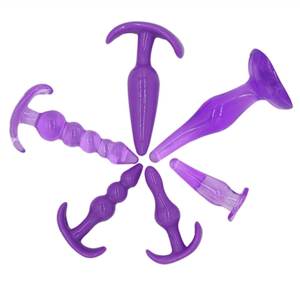 Toys Cube 6Pcs/lotee Funny Toy Plug Beads MaleSilicone Male Manual Q69,Purple