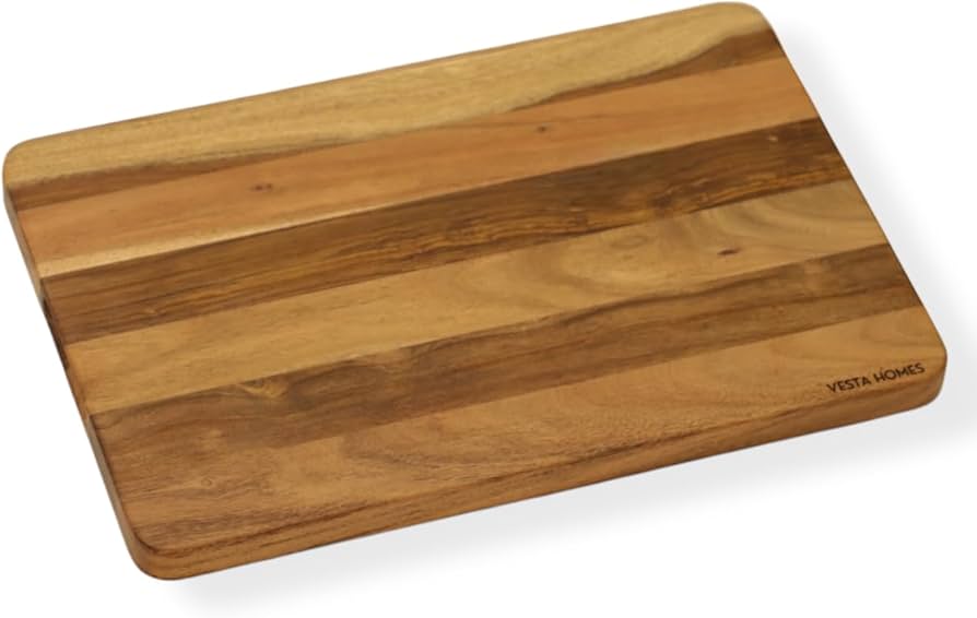 Extra Large Wooden Cutting Board | 18 * 12 Inches | Chopping, Serving Board/Block for Vegetables, Fruits, Cheese and Charcuterie | Natural Acacia Wood | 1" Thick | Handcrafted in India