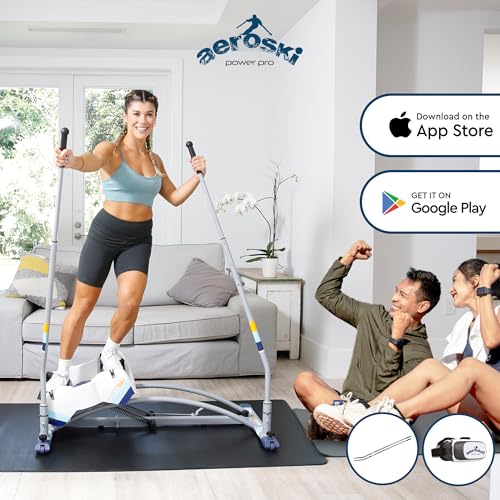 Aeroski Ski Simulator Workout Machine w/ Recoil Spring Resistance, 2 Poles & VR Goggles - Low Impact Elliptical Exercise Equipment for Home and Gym