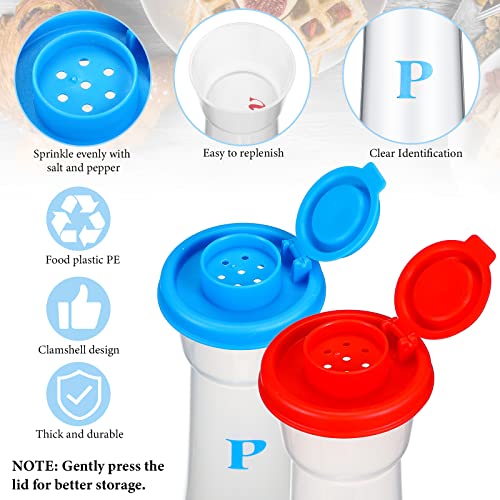 Image of Set of 2 Plastic Salt and Pepper Shakers with Lids Large Salt Shaker Pepper Container Vintage Tall Hourglass Camping Picnic Outdoors Travel Spice Set for Home Picnic Kitchen(Classic,Blue Red)