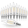 Hizashi E12 LED Candelabra Bulbs 60 watt Equivalent, 2700K Soft Warm White, Dimmable Chandelier Light Bulbs, 90+ CRI 6W 550LM, CA11 Flame Tip E12 LED Candle Bulb, UL Listed,12 Pack