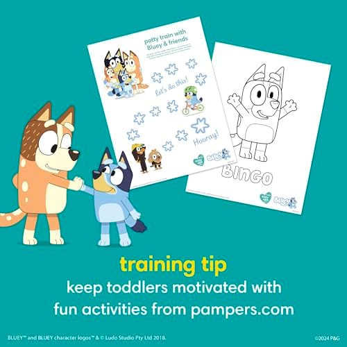 Pampers Easy Ups Girls & Boys Potty Training Pants, Size 5 (3T4T), Bluey Absorbent Training Underwear, Up to 100% Leakproof Day and Night, Hypoallergenic, 1 Pack (Count of 66) — view 6