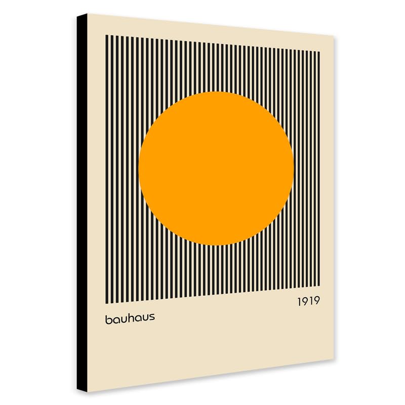 Bauhaus Orange Circle 1919 - Abstract Wall Art - Wrapped Framed Canvas Wall Art (A2 [24 x 16 inch / 61 x 41 cm])