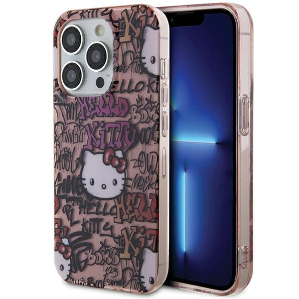 CG MOBILE Coque Hello Kitty HKHCP13LHDGPTP pour iPhone 13 Pro / 13 6,1" Rose Rigide IML Tags Graffiti