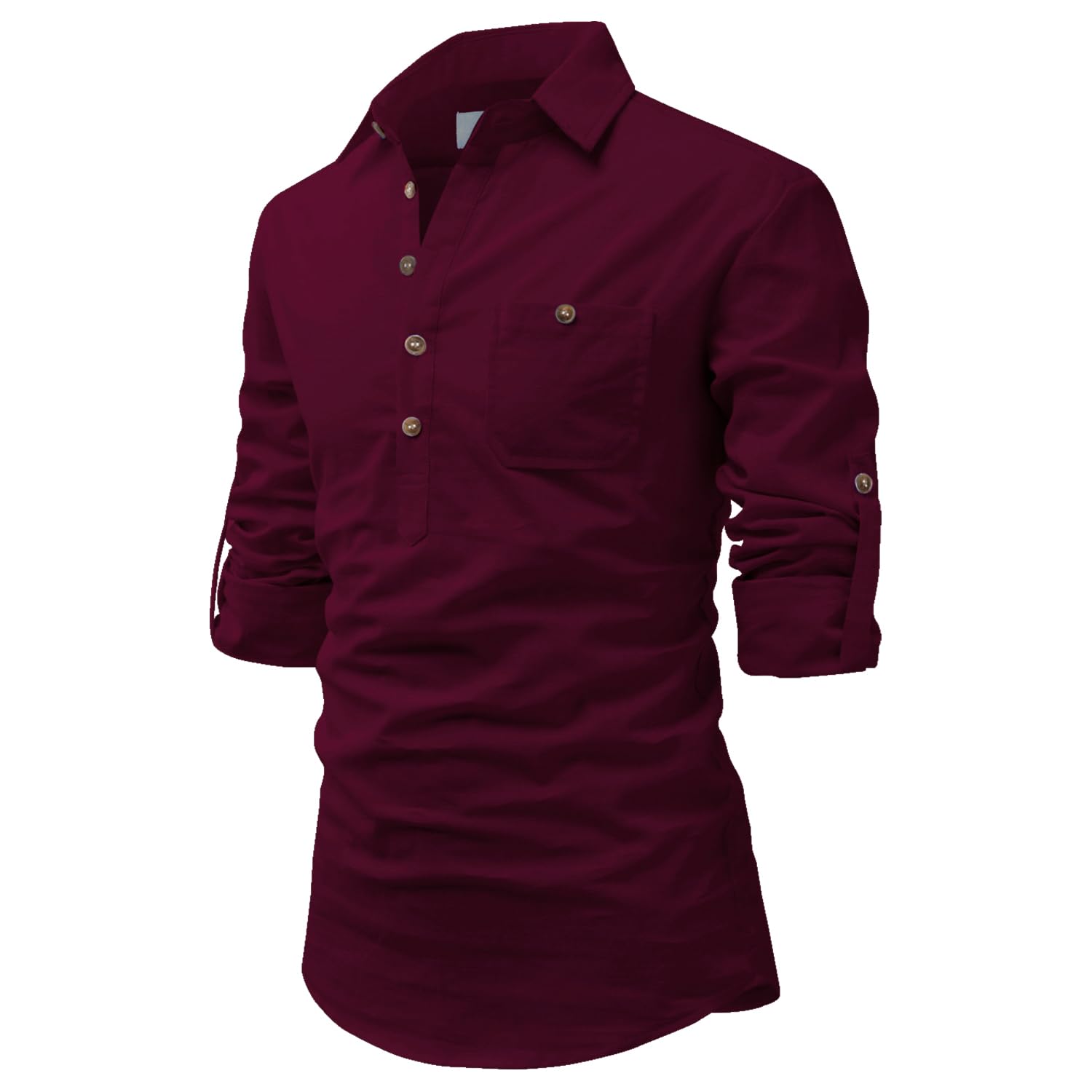 Campus Sutra Mens Full Sleeve Regular Collared Kurta (XX-Large, Maroon) in maroon