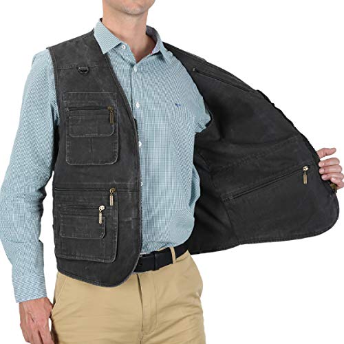 Image of Men's Stone Washed Denim Multi-pocketed Fishing Work Outerwear Vest