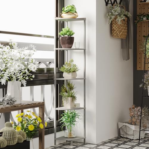 Image of SUNMORY 5 Tier Corner Shelf, 65 inch Tall Corner Shelves for Living Room Decor | Wall Corner Bookshelf, Industrial Display Shelf, Multi Unit Organizer, Narrow Plant Stand for Bedroom Bathroom Small Space