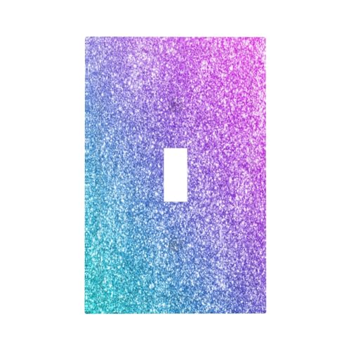 Decorative Switch Plate Covers Gillter Purple Pink Blue Gradient Sparkle 1 Gang Light Switch Cover Plate Single Toggle Wall Plate Outlet Covers Wall Plate Faceplate for Bedroom Home Decor