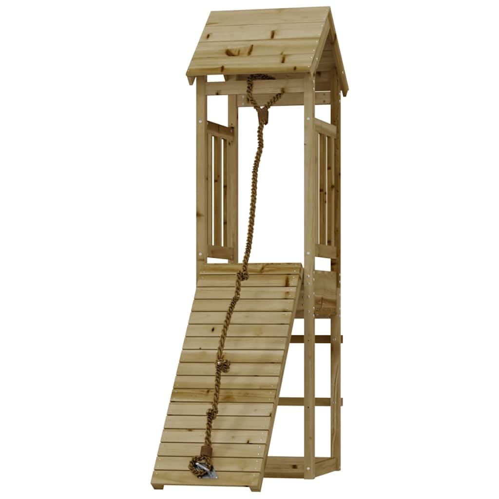 Spielturm mit Kletterwand aus imprägniertem Kiefernholz für Garten, Kinder, Outdoor, mit Sandkasten, Rutsche, Seil, Wippe, für Kinder ab 3 Jahren, robustes Holzspielhaus für draußen