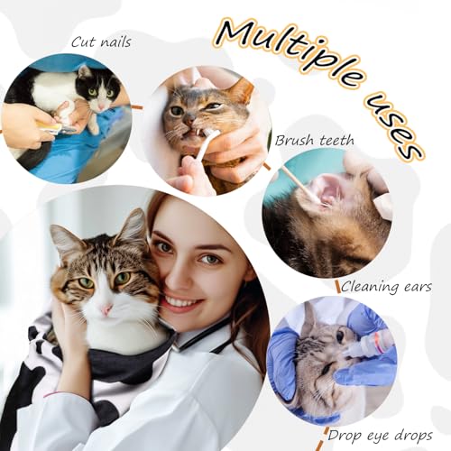 Image of Cat Wrap for Grooming, Cute Pattern Strong Self-Adhesive Anti-Scratch Adherent Cat Wrap Multifunctional Swaddle Wraps Grooming Wrap Cat Restraint for Cutting Nail Clipping Practical Cat Supplies