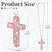 Cross for Car Mirror Hanging, Bling Cars Pendant Charm, Double-Sided Diamond Christian Cross Rearview Mirror Accessories, Car Accessories for Women (Pink)
