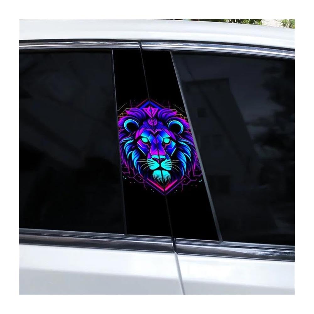 Decorative Items 1pair Colorful Lion Head Stickers Car B-Pillar Decorative Stickers DIY Car Center Column Stickers(C)