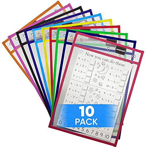 10 Piezas Bolsillos De Borrado En Seco Colores - Fundas Transparentes Para Escribir - Dry Erase Pockets - Fundas Plastico Reutilizables Para...