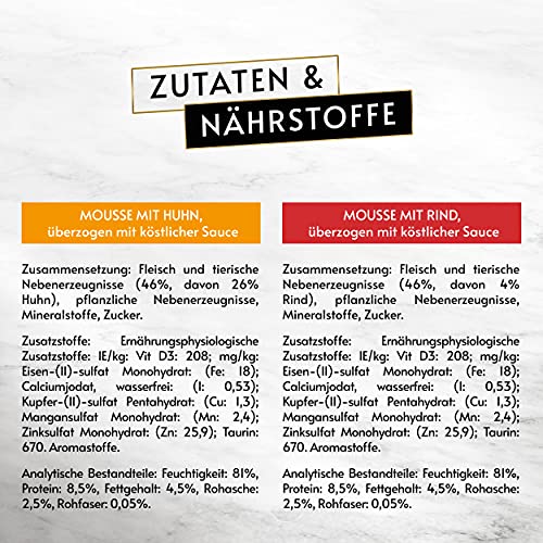 Gourmet Revelations Mousse, Katzenfutter nass in Sauce, Huhn & Rind, 48er Pack (48 x 57g)