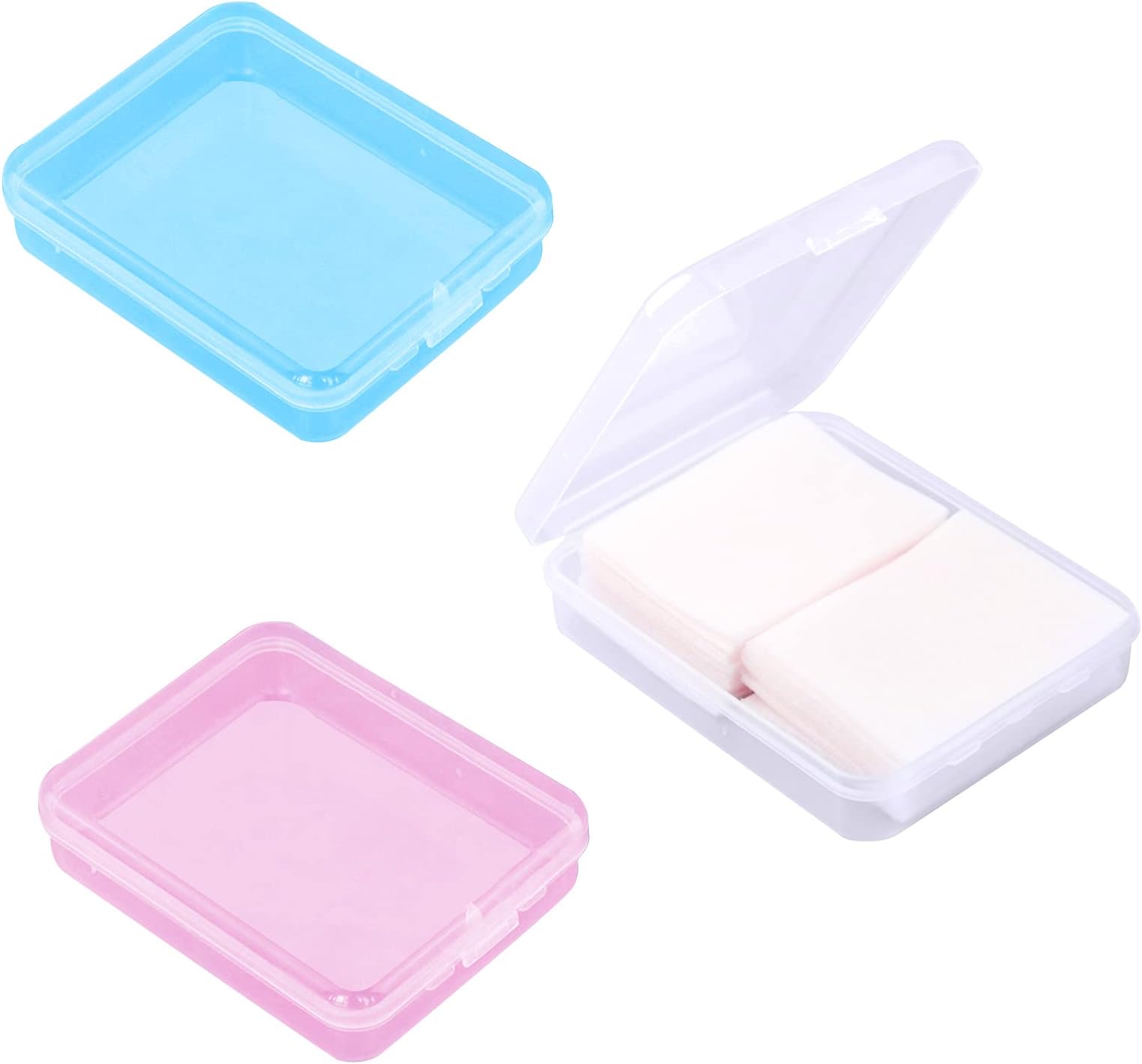 Portable Travel Cotton Pad Holder Cotton Swab Ball Holder Dispenser Cosmetic Sponge Storage Box with Transparent Lid Storage Jar Cosmetic Pad Container Dental Floss Box 3 pcs