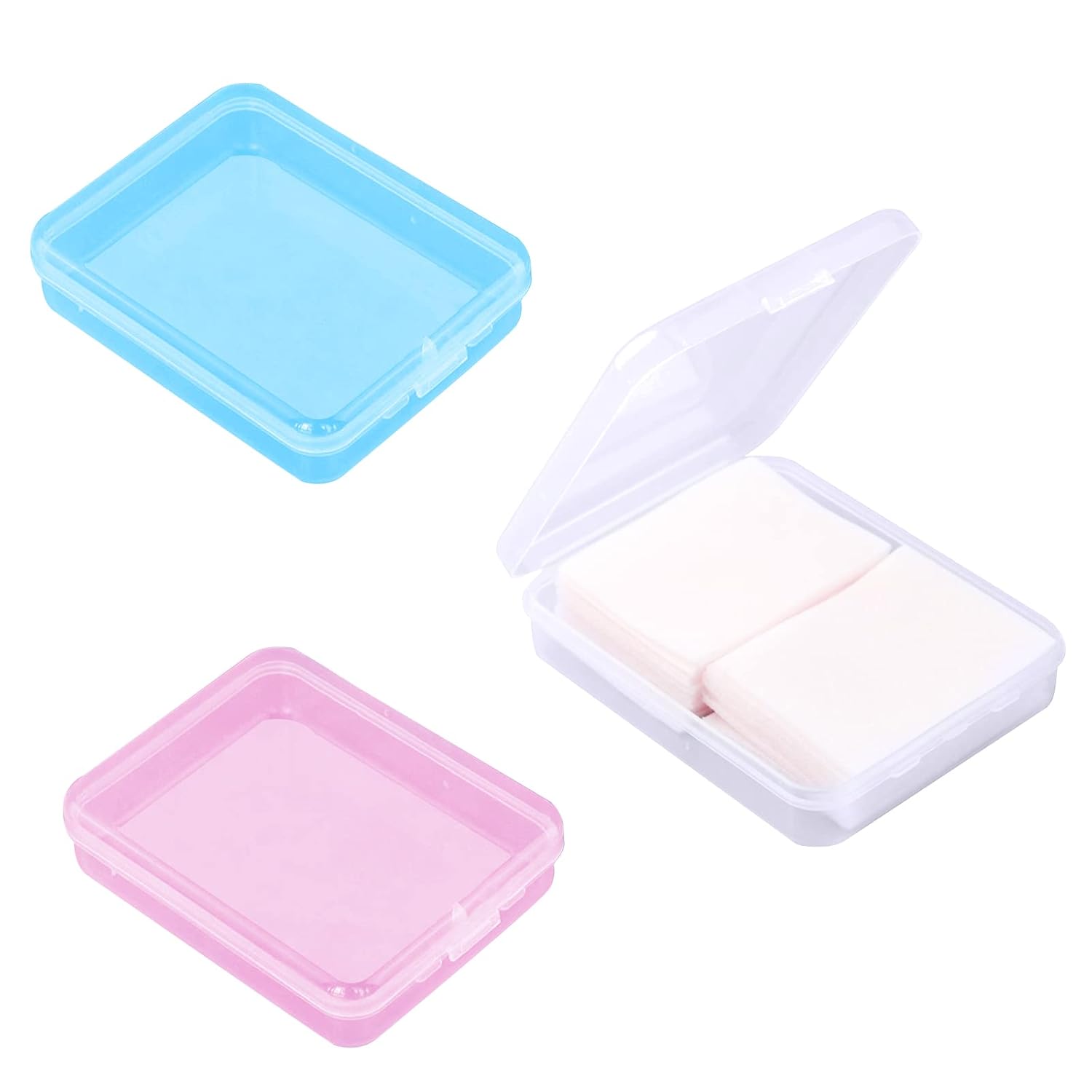 KKONHII Portable Travel Cotton Pad Holder Cotton Swab Ball Holder Dispenser Cosmetic Sponge Storage Box with Transparent Lid