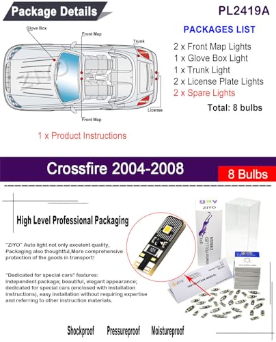Kit de iluminación LED interior para Chrysler Crossfire 2004-2008 miniatura 2