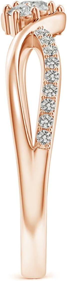 Angara Diamond Infinity Twist Three Stone Bypass Ring in Sterling Silver/14K Solid Gold/Platinum | Natural Diamond Side Stone Ring for Women | April Birthstone Jewelry Gift