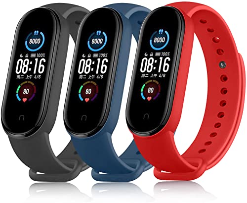 3 Pack Correa Compatible con Xiaomi Mi Band 6 / Xiaomi Mi Band 5, Coloridos Suave Silicona Pulseras de Repuesto para Xiaomi Mi Band 5 / Mi Band 6 Cover