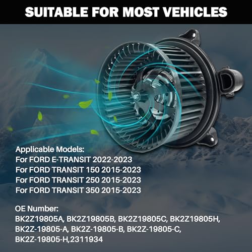 Image of 700359 AC Heater Blower Motor Fan Front Fit for Ford 2015-2023 Transit-150, Transit-250, Transit-350, Transit-350 HD, 2022-2023 E-Transit BK2Z19805A, BK2Z19805B, BK2Z19805C, PM4063