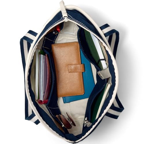 Image of Lands' End Zip Top Long Handle Canvas Tote Bag
