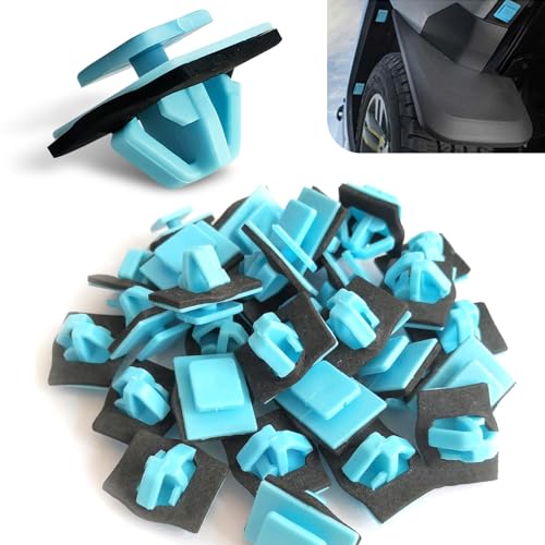 dawfall 30 PCS Car Bumper Lining Buckle Kit, Expansion Rivet Door Panel Retainer with Shock Absorbing Pads, Rocker Molding Fixing Clip Replacement, Universal for Cars Repair Fasteners (Blavk & Blue)