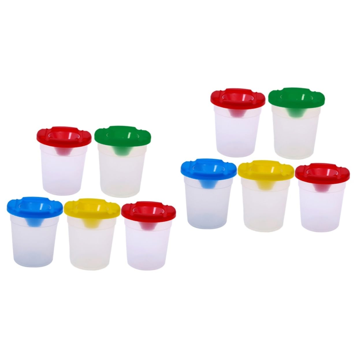 VILLCASE 2sets Boys and Girls Painting Cups Leakproof Spill-Proof Cups with Lids Perfect for Art Projects 5pcs*2 Random Color
