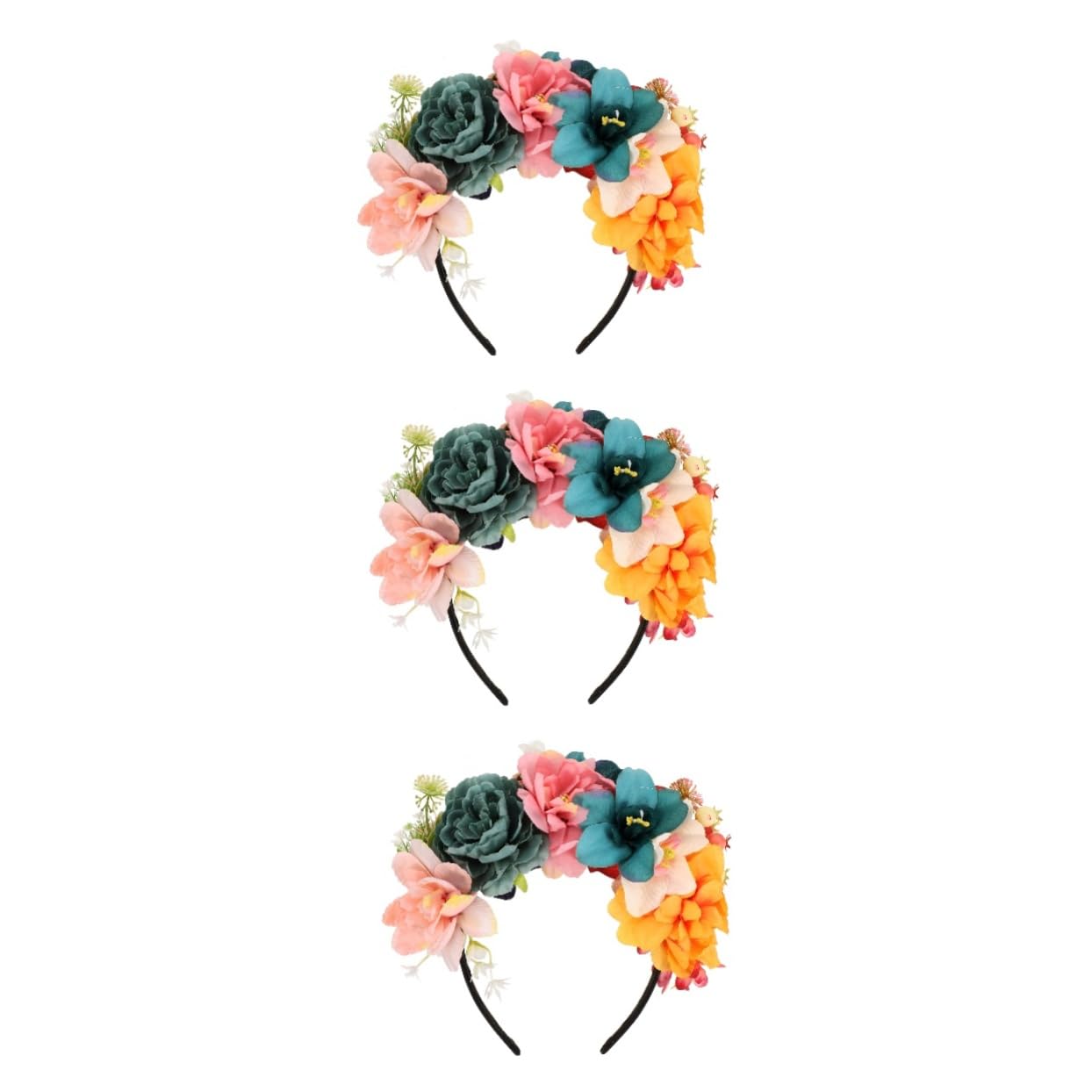 VICASKY 3pezzi Fascia Floreale Elegante Per Donne Cerchietto Decorativo Con Fiori Artificiali Per Matrimonio e Feste Accessorio Alla Moda Per Acconciature Uniche