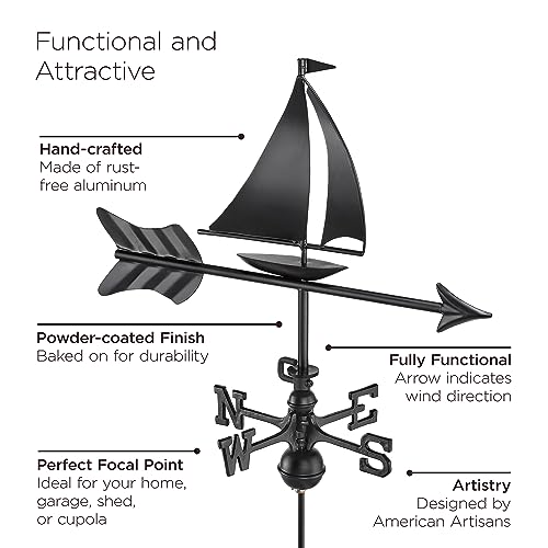 Good Directions 8803KR Modern Farmhouse-Inspired Sailboat Cottage/Shed Size Weathervane 8803Kr W/Roof Mount thumb #2