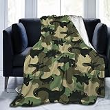 Abucaky Camouflage with Dinosaurs Fleece Throw Blanket Ultra Soft Cozy Army Camo Decorative Flannel