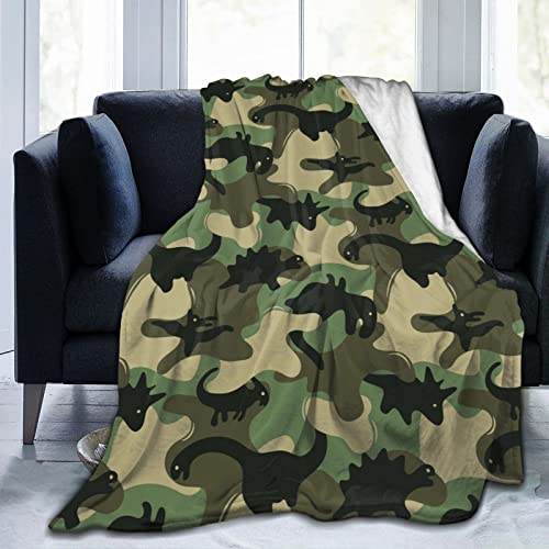 Abucaky Camouflage With Dinosaurs Fleece Throw Blanket Ultra Soft Cozy Army Camo Decorative Flannel Blanket For Home Bed Couch Chair Travel 50X40In #TOP22