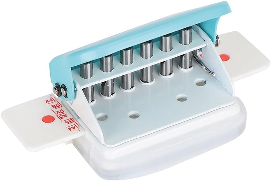 6 Hole Puncher, Loose Leaf Paper Puncher Adjustable Punching Handheld with Scale Lines A4/30, A5/20, B5/26 Holes Punch for Schools Offices Photo Studios Crafts Tags Paper Cards Cardboard DIY