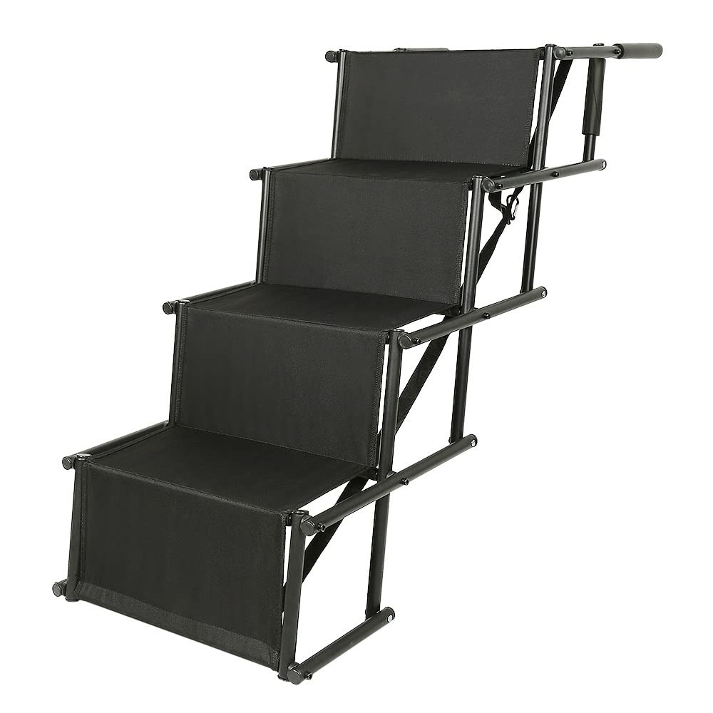 Escaleras para rampa para Perros, Rampa para Perros Plegable – Escalera de Perro para Ayudar en la Entrada y Salida del Coche-hasta 80kg Cargable (Negro)