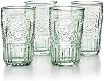 Bormioli Rocco Romantic Ensemble de 4 Verres plus cool, 16 Oz. Verre en cristal coloré, Vert pastel, Fabriqué en Italie.