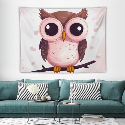 Tapisserie murale chouette 150x200 cm vintage grande décoration de chambre