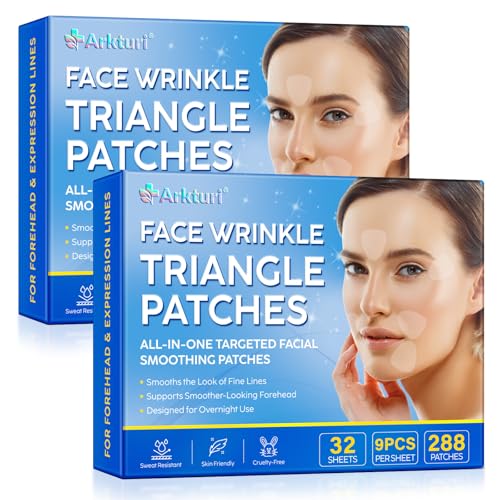 Forehead Wrinkle Patches, Anti-Wrinkle Face Triangle Patches 288 pcs*2 – Overnight Forehead &...