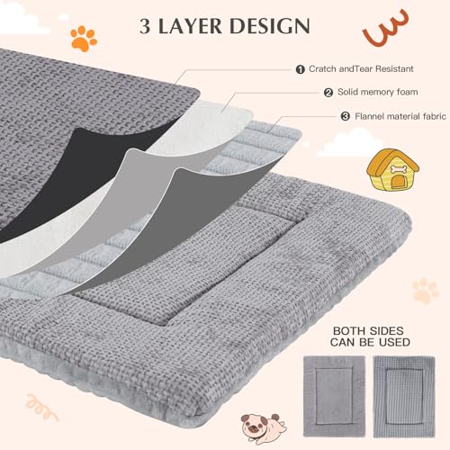 Vejaoo Hundebett, Waschbar Hundekissen flauschig Hundematte, Umkehrbar Weiche und Warme Hundematte für klein mittel große Hunde XZ016