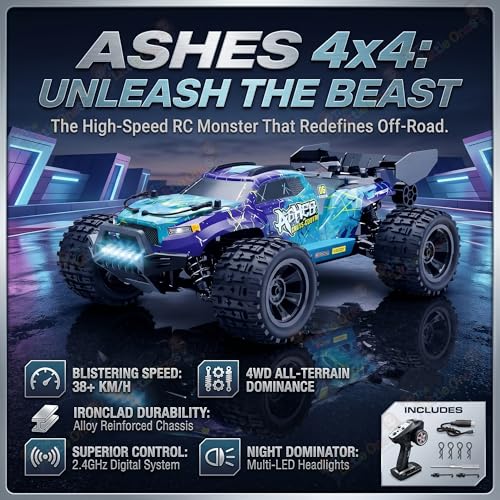Image of The Little Ones RC Car - RC 4x4 Wheel 45 KPH Off-Road Truck Drive High-Speed Double Sided 2.4GHz Remote Control Drift Stunt Cars 360 Rotation Toys for Kids & Adults [Scale 1:18][Ashes X4]