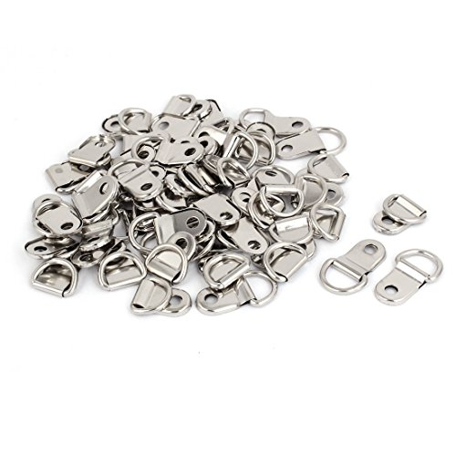 Image of uxcell 25mm x 15mm Metal D-Rings Picture Frame Strap Hanging Hangers Hooks 30PCS