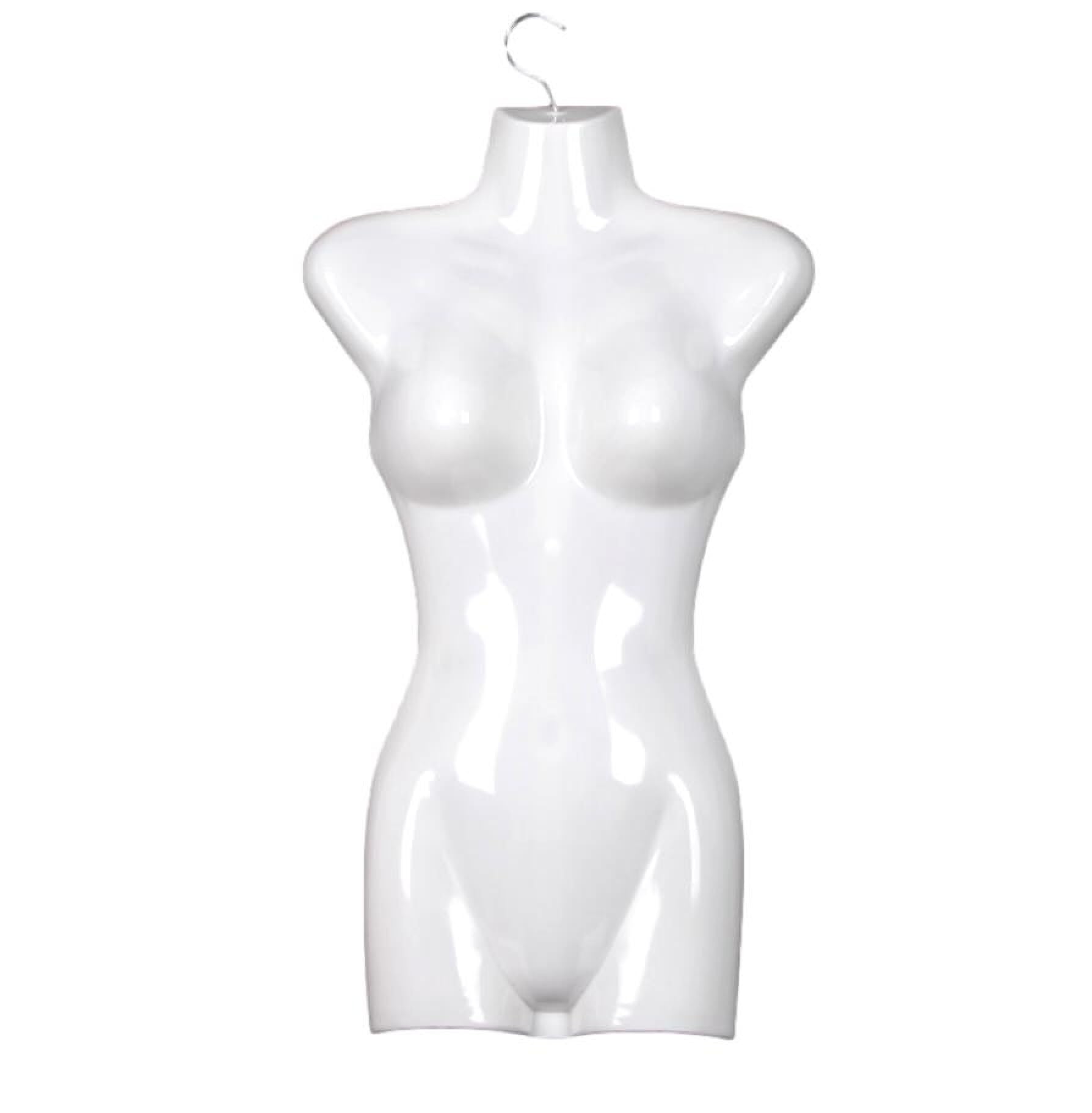 Bayli 1 x Torso Weiblich - 72 cm Damentorso aus Kunststoff - Oberkörper Halbplastik in Farbe weiß - Mannequin Büste - Halbplastischer Damenbody - Puppe Figur - Schaufensterpuppe mit Haken