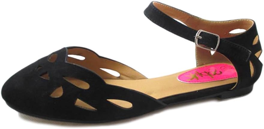 Girls Flat Summer Ballerina Ankle Strap Closed Toe Adult Sandals Size 3 Black