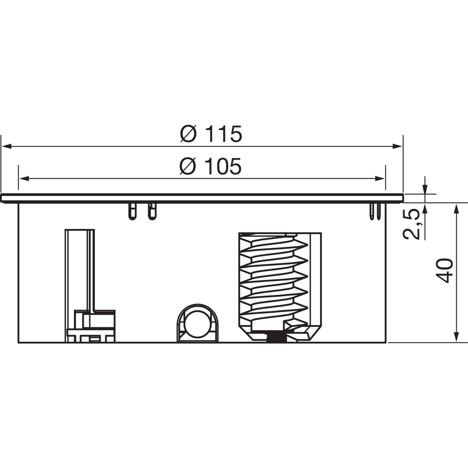 BACHMANN Presa da incasso Twist a 2 scomparti, cavo da 2 m, per cucina e nero opaco 931.150 (solo 40 mm di profondità e scarico dell'acqua integrato)