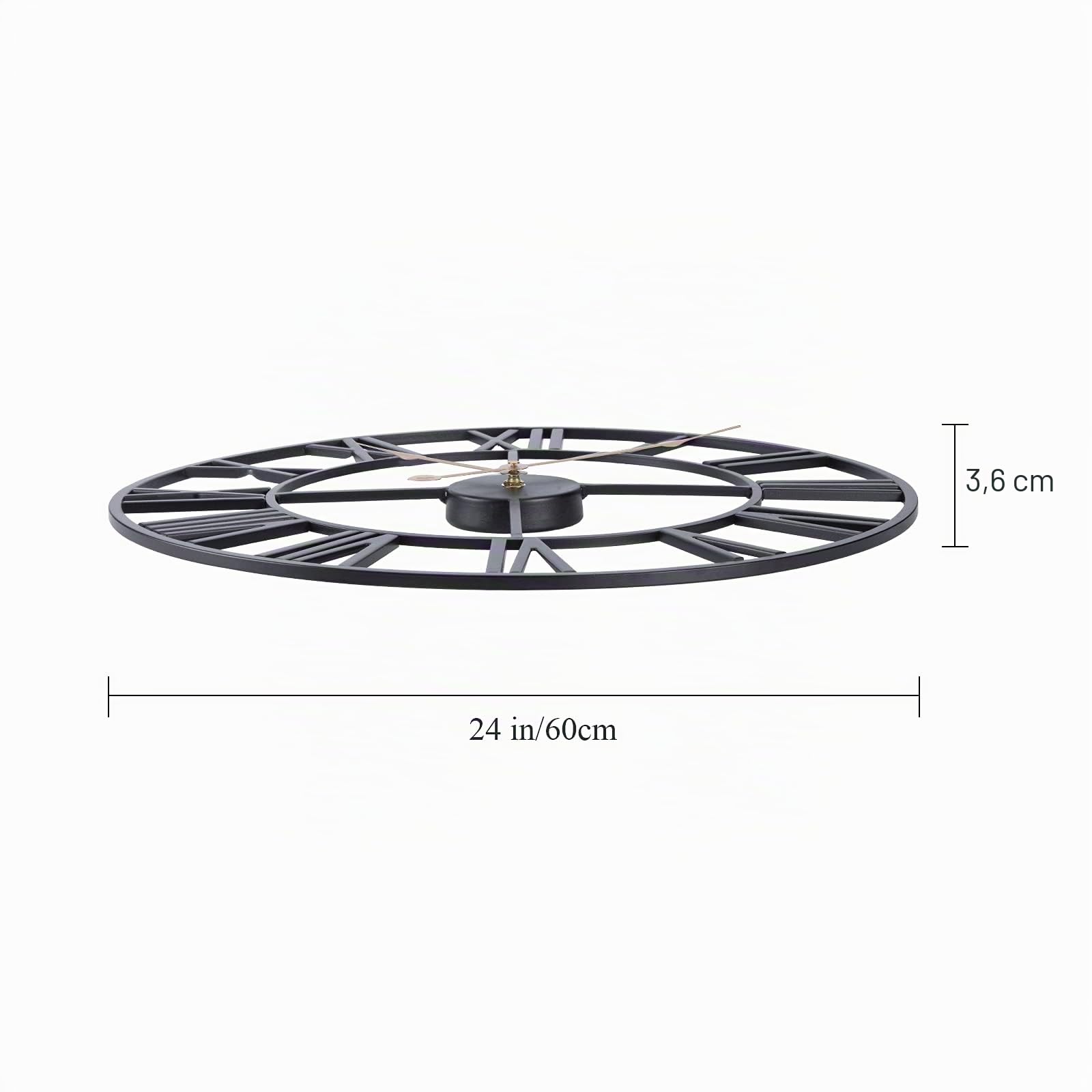 ACCSHINE Grande Horloge Murale sans tic-tac - Silencieux - 60 cm - Chiffres Romains - Horloge Murale à Quartz - Fonctionnement Facile à Lire - pour Chambre à Coucher, Cuisine, Chambre à Coucher,