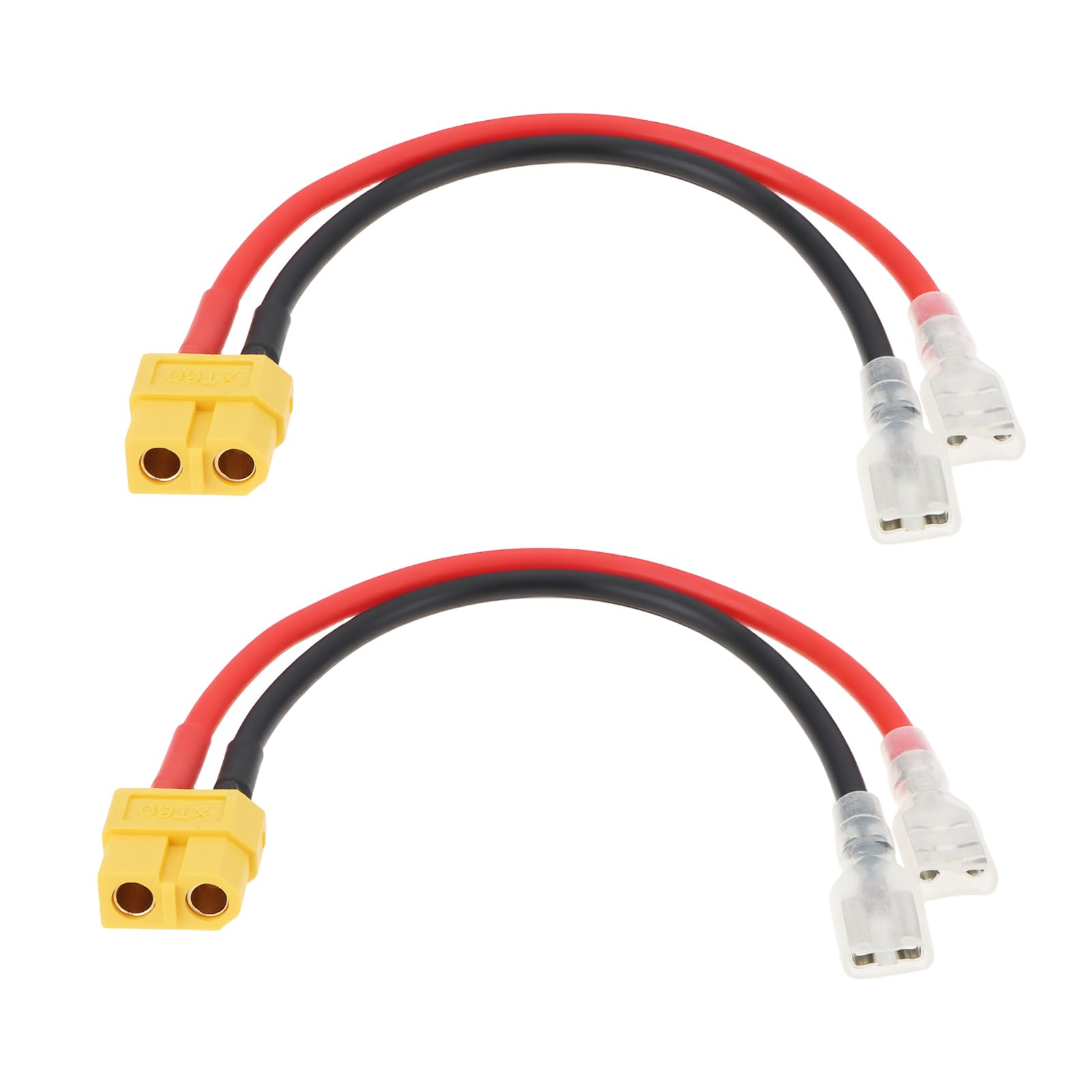 2 x XT60 auf 6,3 mm Terminal-Batterieanschlusskabel, Flachstecker, 14 AWG, kompatibel mit Waverunner, kompatibel mit ATOM