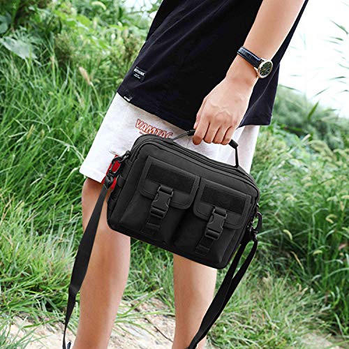 Huntvp Multifunction Tactical Messenger Bag Nylon Shoulder Briefcase Handbags With Usb Port,Black (Black) #TOP5