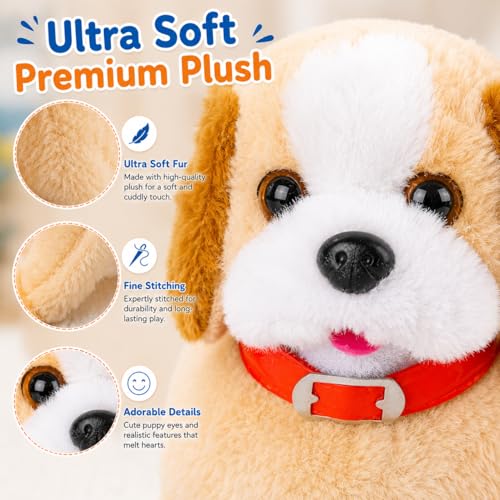 Image of Monex Stationary Walking & Jumping Puppy Toy for Kids | Battery Operated Plush Dog with Barking Sound, Moving Legs & Back Flip Action | Interactive Soft Toy Gift for Boys & Girls
