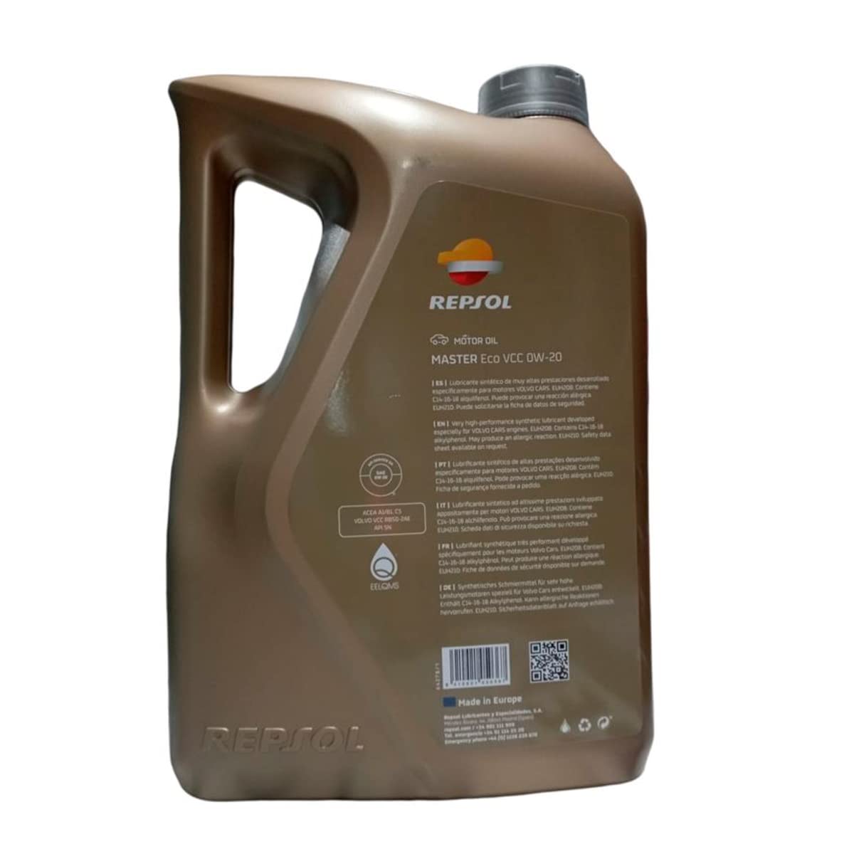 REPSOL MASTER ECO VCC 0W20 bidón 5 litros aceite motor coche ACEA A1/B1 C5 ECO VCC RB50-5AE API SNM