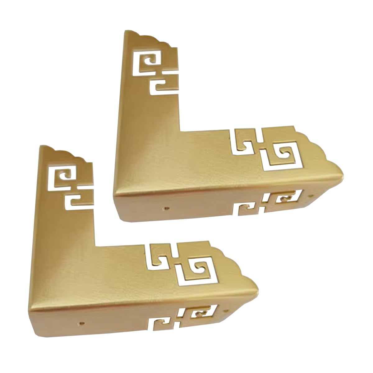 2Pcs Antique Solid Brass Corner Protectors Vintage Protectors for Table Chair Cabinet Seamless Welded Corner Guards (Brass)